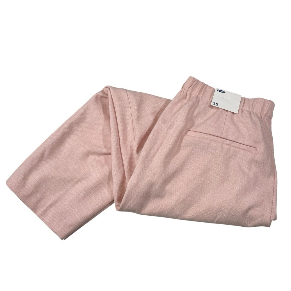 Old Navy 10 Pink Ankle Pants Linen Blend High‎ Waist Tapered Coastal Preppy